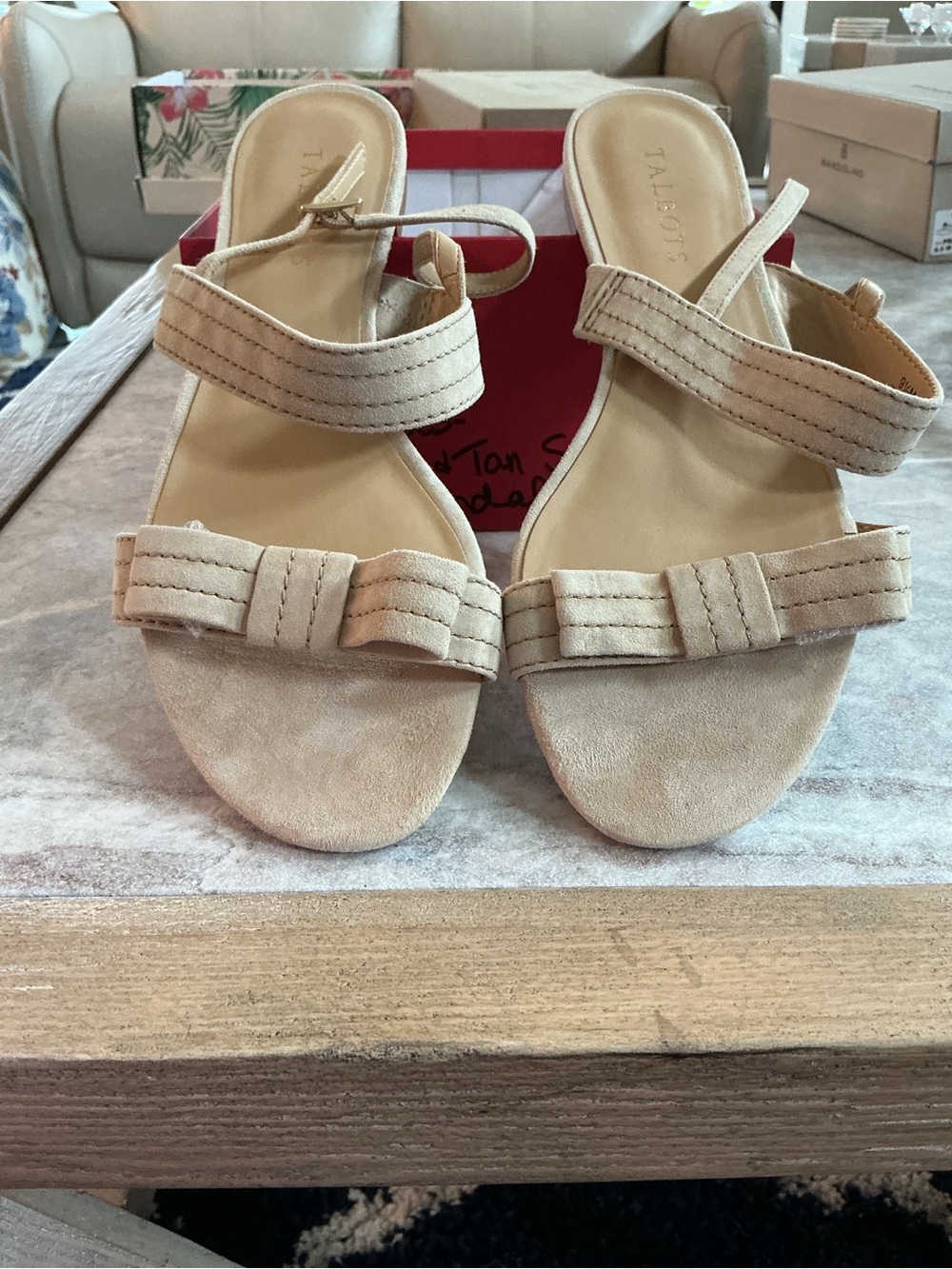 Talbots Beige Suede Strappy Sandals